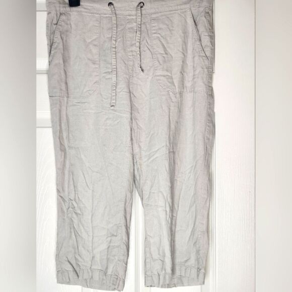 D&Co Naturals MP Cargo Platinum Gray LINEN Blend Pull On Women’s Pants - Picture 1 of 12